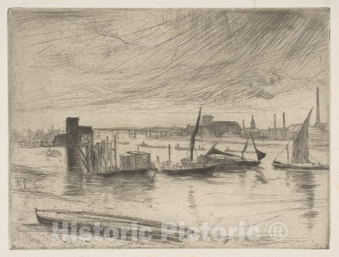 Art Print : James McNeill Whistler, Early Morning, Battersea, 1861 - Vintage Wall Art