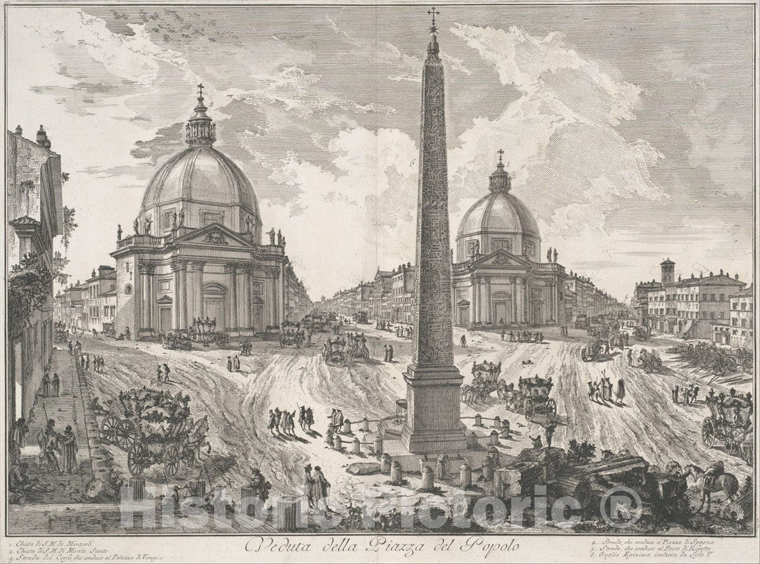 Art Print : Giovanni Battista Piranesi - The Piazza del Popolo (Veduta Della Piazza del Popolo) : Vintage Wall Art