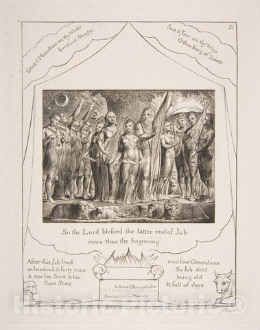 Art Print : William Blake, Job and His Wife Restored to Prosperity, 1825 - Vintage Wall Art