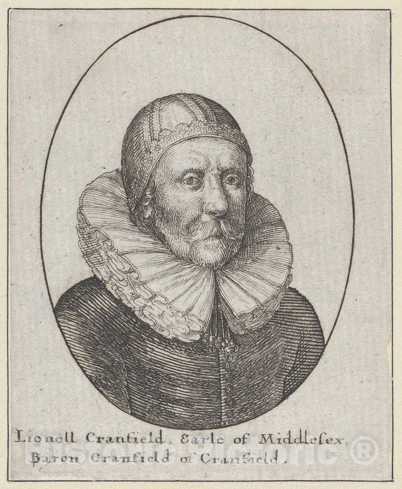 Art Print : Wenceslaus Hollar - Lionell Cranfield, Earl of Middlesex, Baron Cranfield of Cranfield : Vintage Wall Art