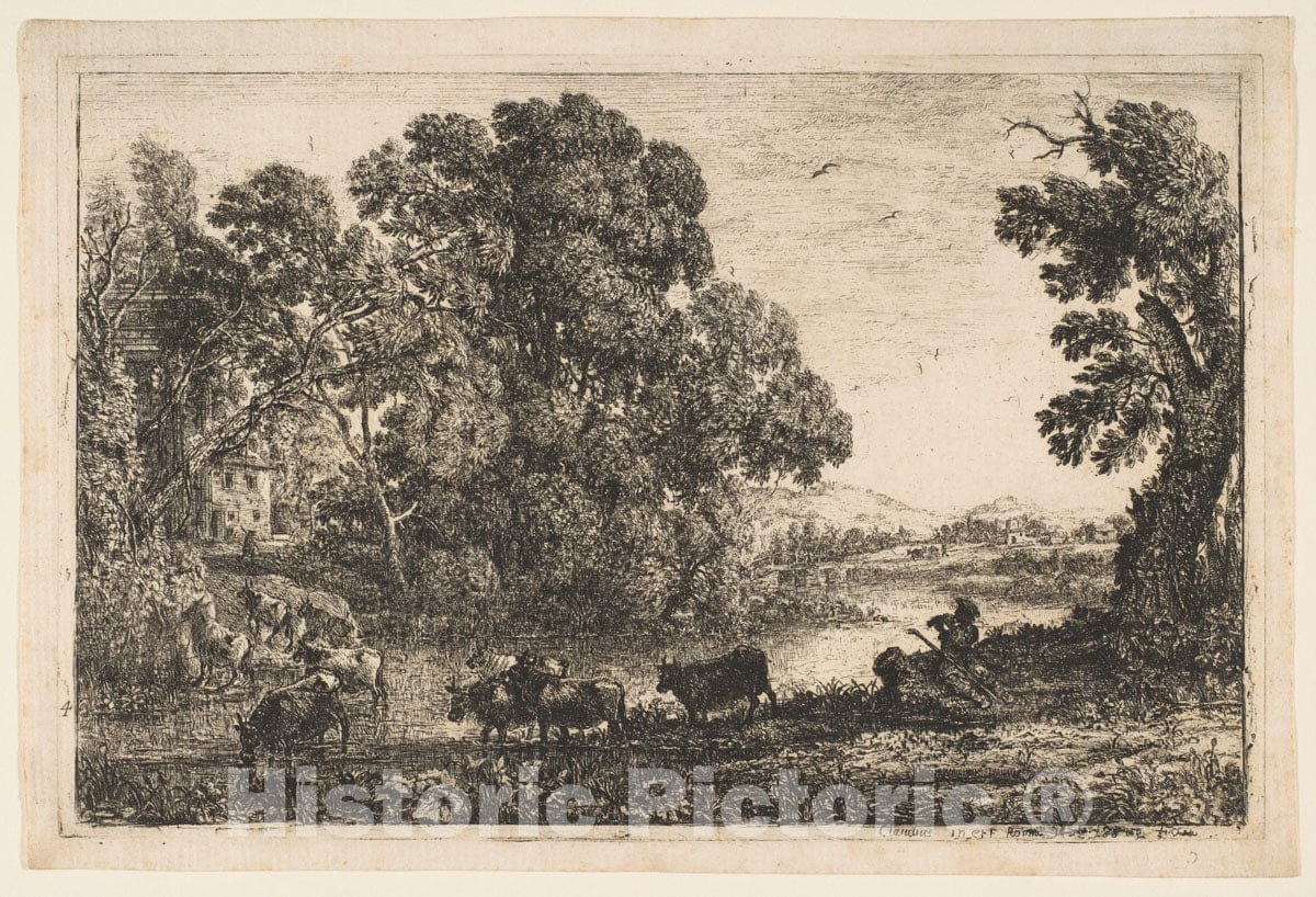 Art Print : Claude Lorrain (Claude Gellée) - The Cowherd 1 : Vintage Wall Art