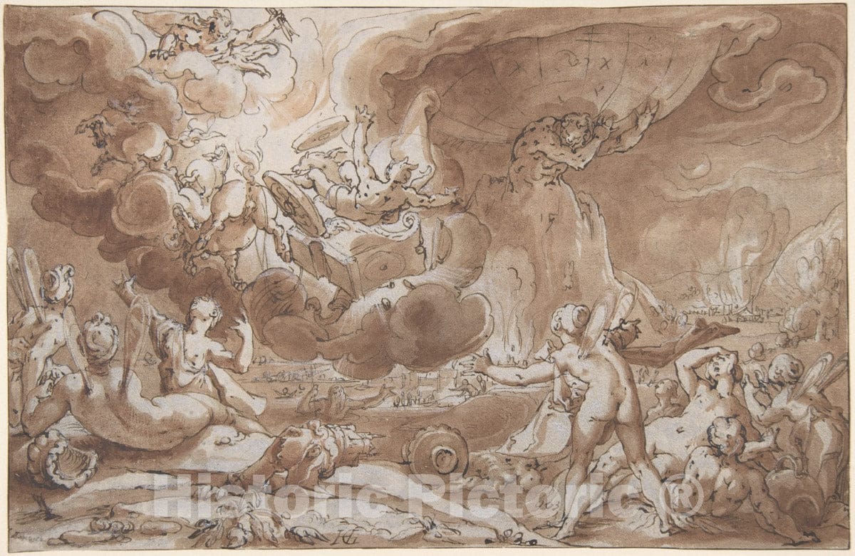 Art Print : Hendrick Goltzius, The Fall of Phaeton - Vintage Wall Art