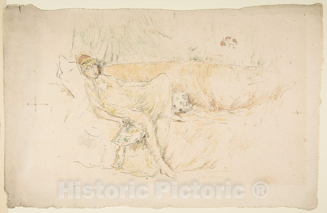 Art Print : James McNeill Whistler, Draped Figure, Reclining, 1892 - Vintage Wall Art