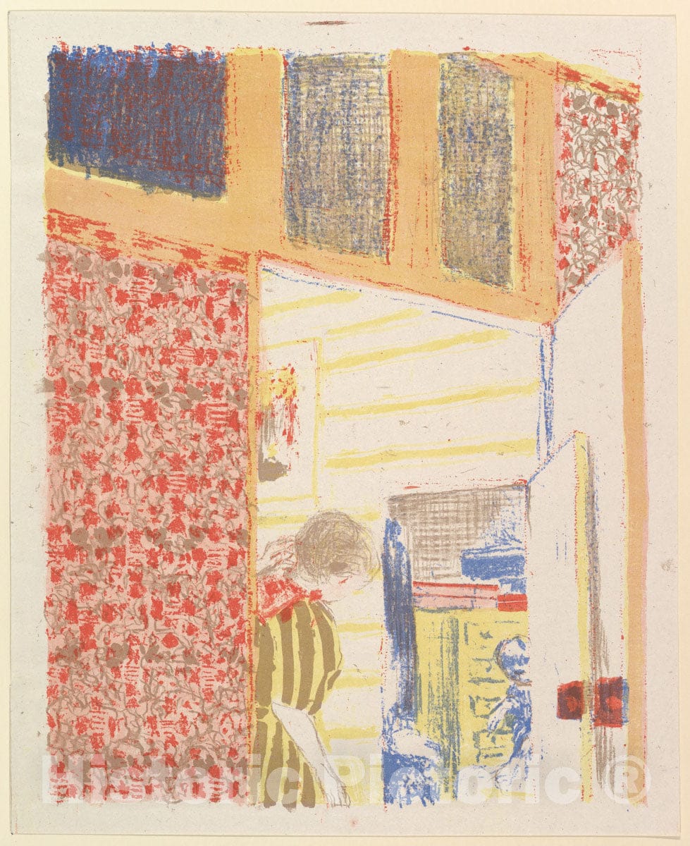 Art Print : Edouard Vuillard, Interior with Pink Wallpaper III (Interieur aux tentures Roses III), c. 1896 (1899) - Vintage Wall Art