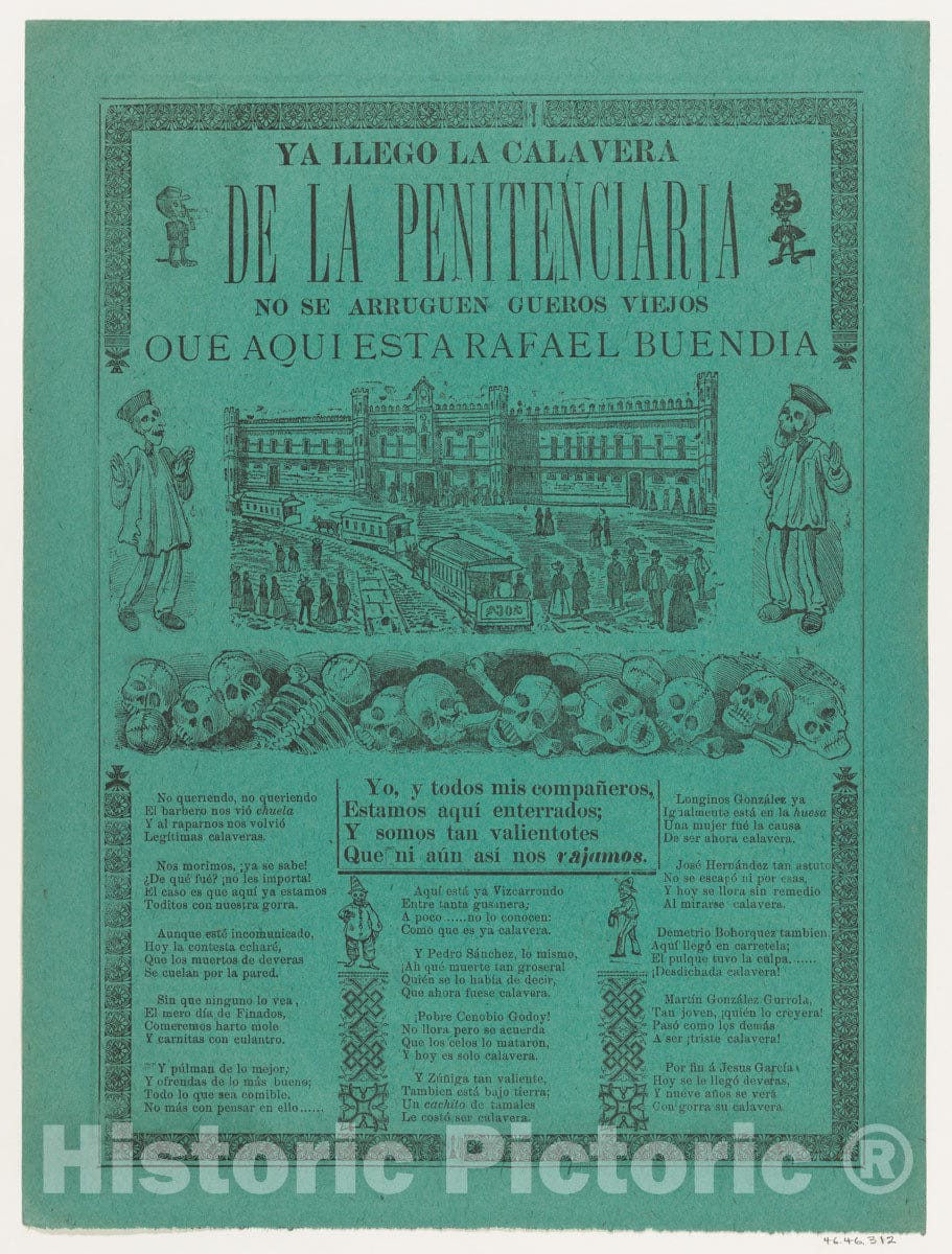 Art Print : José Guadalupe Posada - The Arrival of The Skeletons of The Penitentiary (Posada)