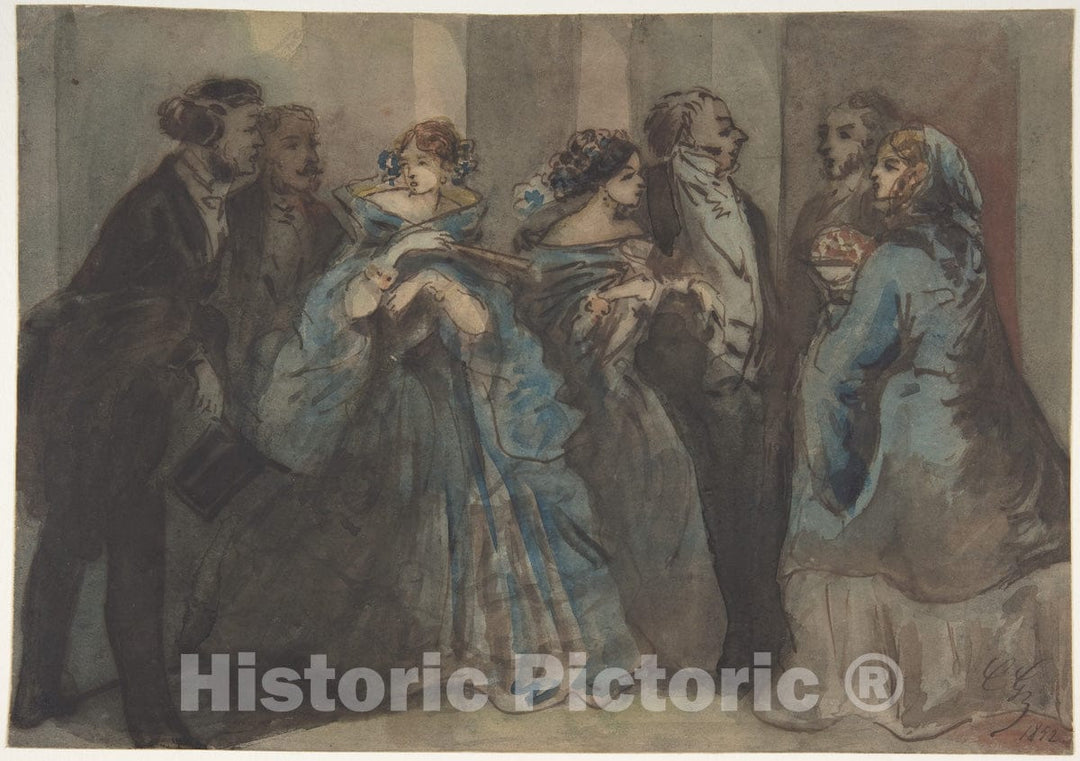 Art Print : Constantin Guys - Leaving The Theater : Vintage Wall Art