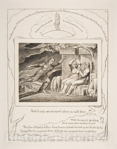 Art Print : William Blake, The Messengers Tell Job of His Misfortunes, 1825 - Vintage Wall Art