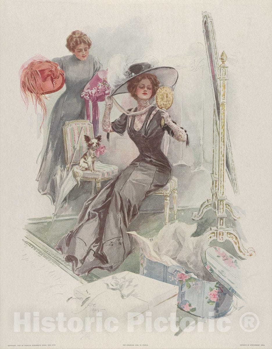 Art Print : Harrison Fisher - Fashion Plate: The American Girl in France : Vintage Wall Art