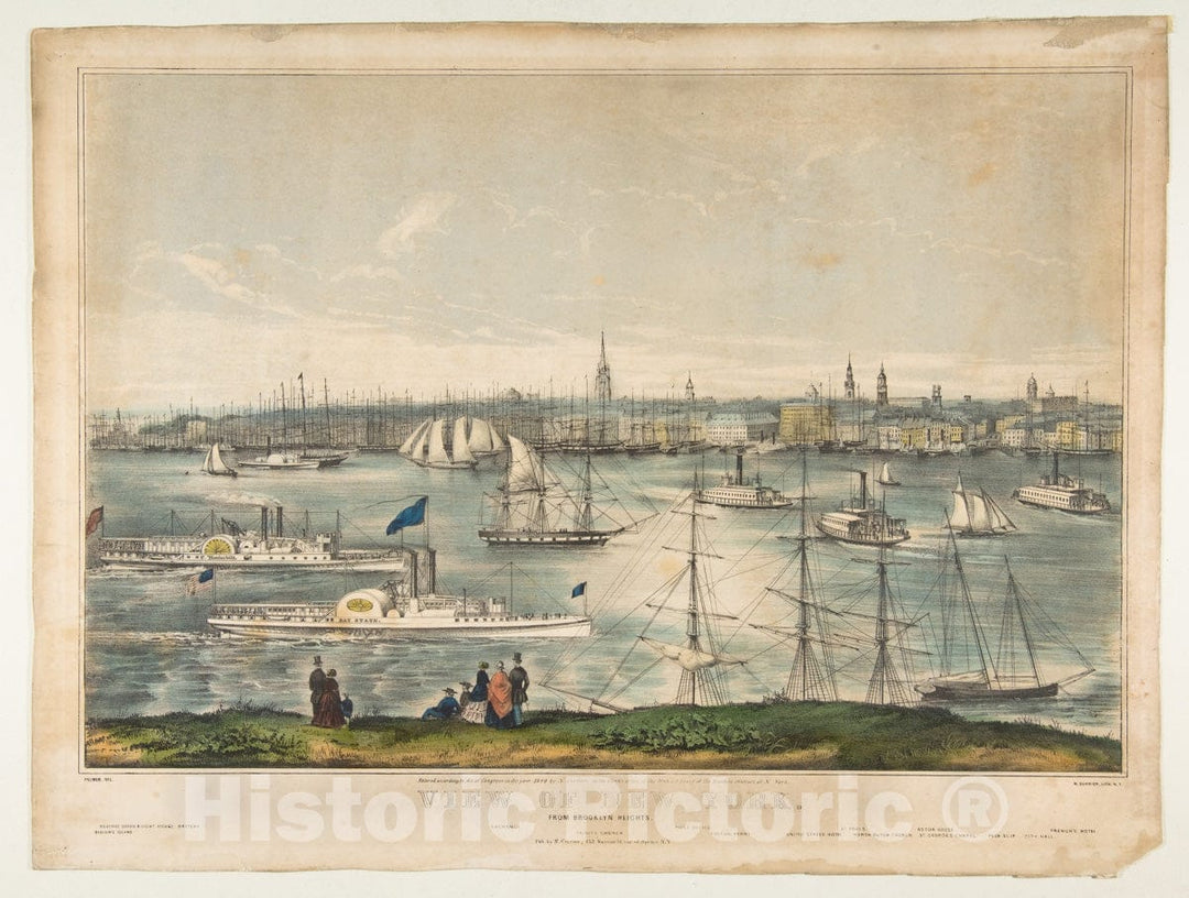 Art Print : Frances Flora Bond Palmer - View of New York from Brooklyn Heights : Vintage Wall Art