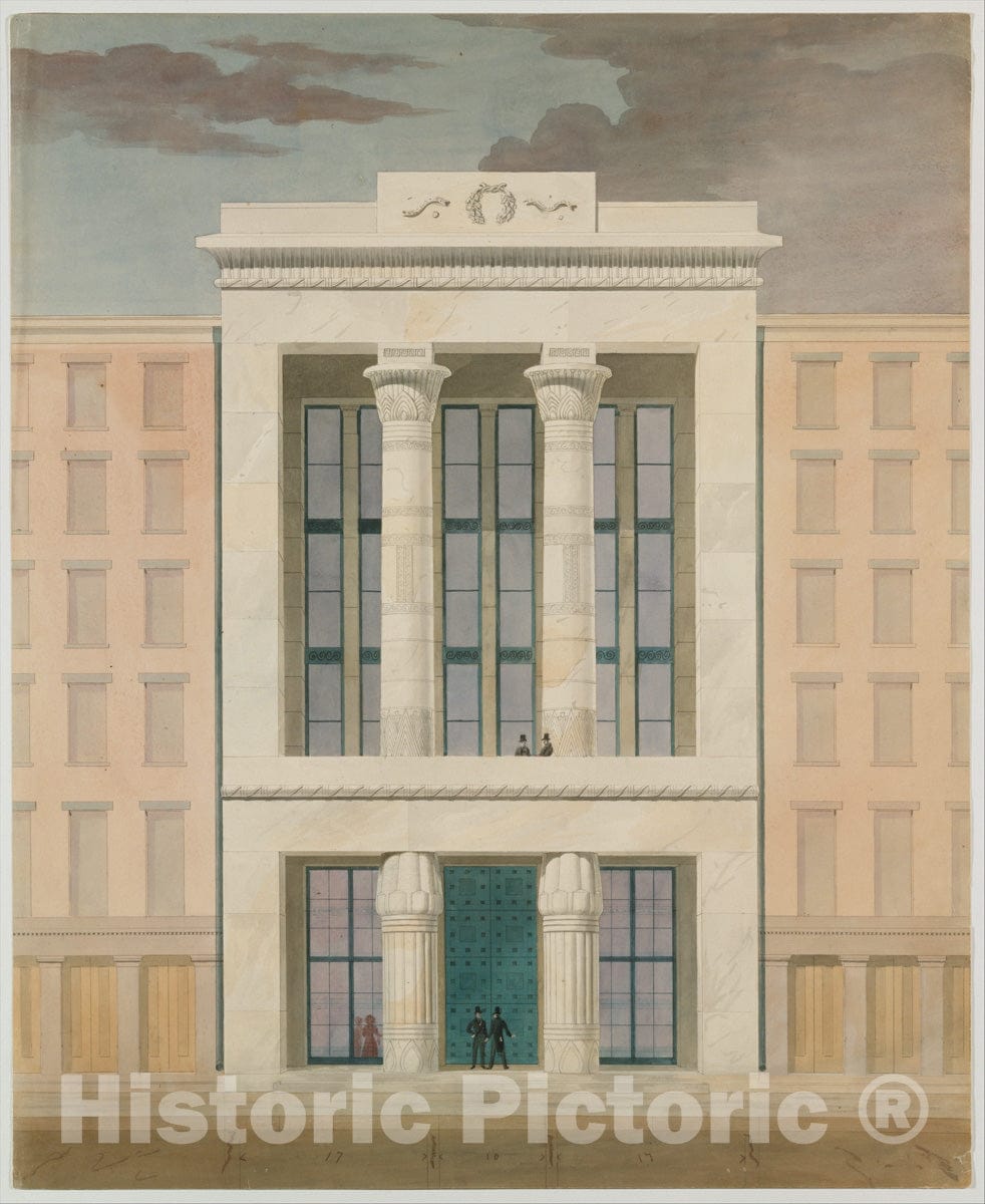 Art Print : Alexander Jackson Davis - American Institute, New York City (Front Elevation) : Vintage Wall Art