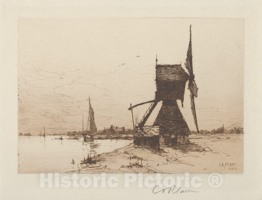 Art Print : Charles Adams Platt - A Windmill : Vintage Wall Art