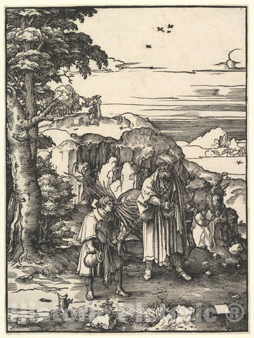 Art Print : Lucas Van Leyden, Abraham Going to Sacrifice Isaac, c.1518 - Vintage Wall Art