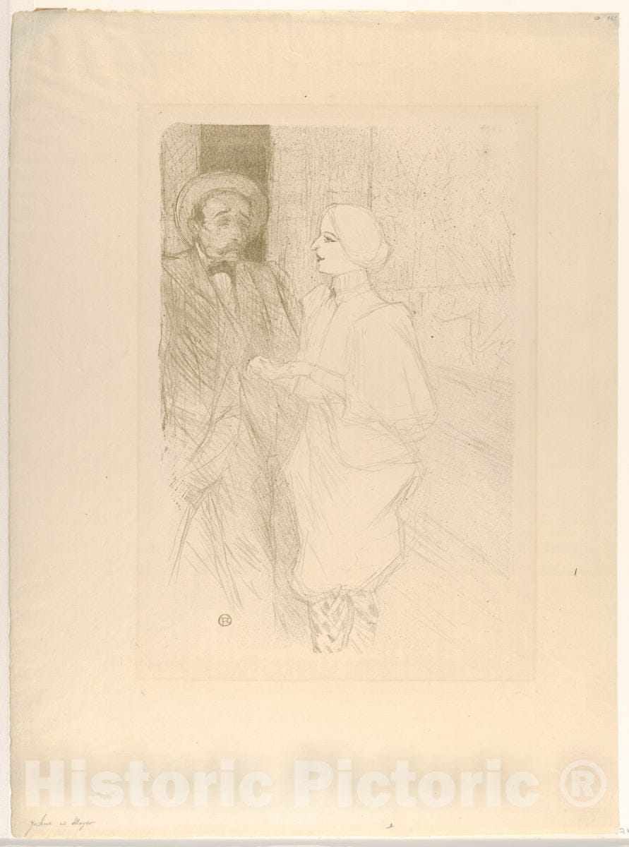 Art Print : Henri de Toulouse-Lautrec - Léonie Yahne and Henry Mayer, in L'Age Difficile : Vintage Wall Art