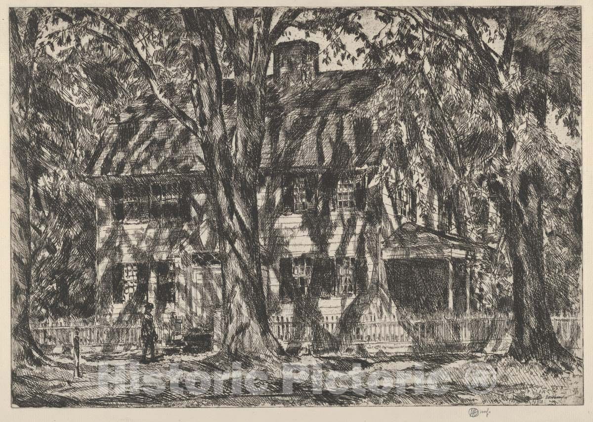 Art Print : Childe Hassam - Lion Gardiner House, Easthampton : Vintage Wall Art