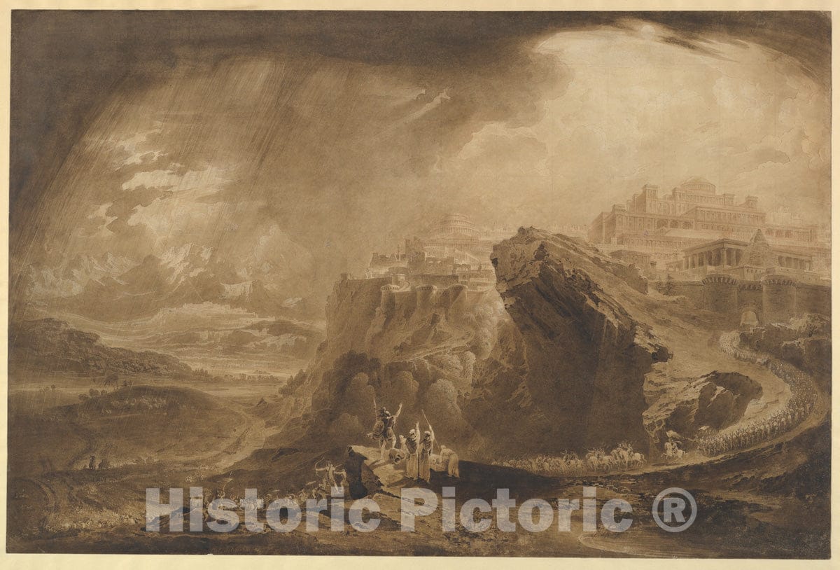 Art Print : John Martin, Joshua Commanding The Sun to Stand Still Upon Gibeon, 1816 - Vintage Wall Art