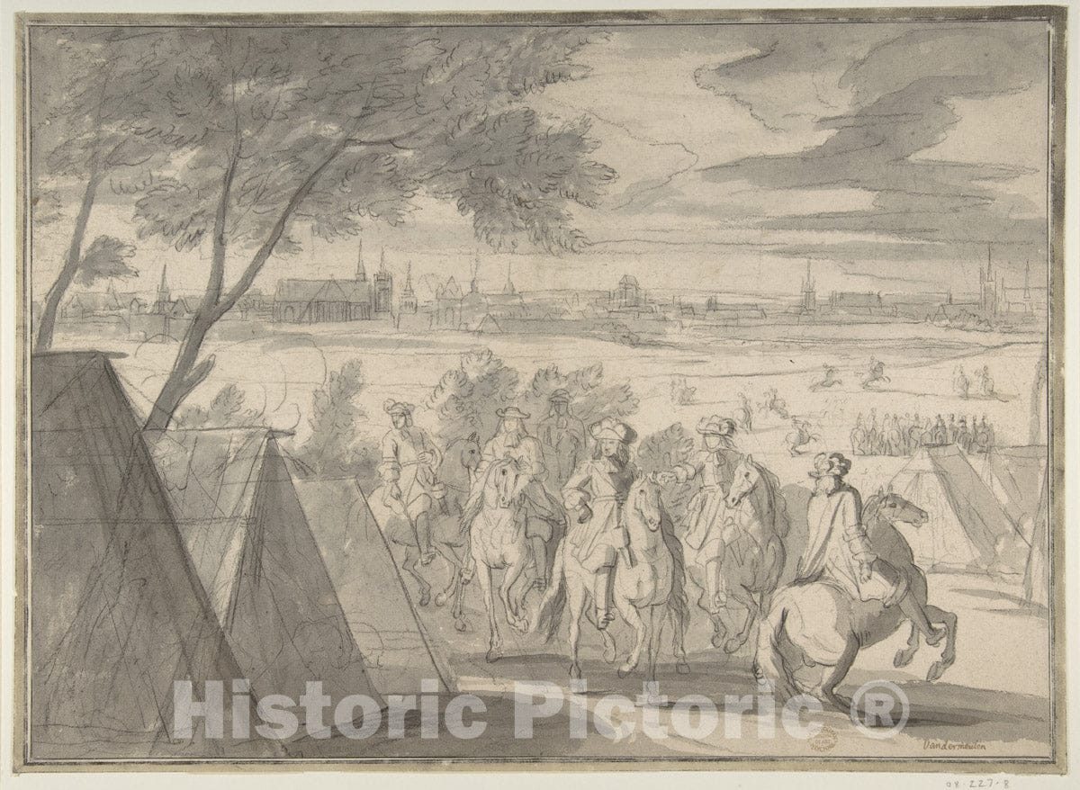 Art Print : Adam Frans Van der Meulen - Louis XIV at The Siege of Douai, Seen from The South-East (July 1–6, 1667) : Vintage Wall Art