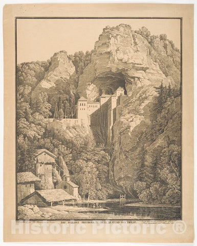 Art Print : Karl Friedrich Schinkel, Das Schloss Prediama in Crein XII Stund: von Triest (Predjama Castle in Carniola, Twelve Hours from Trieste), 1816 - Vintage Wall Art