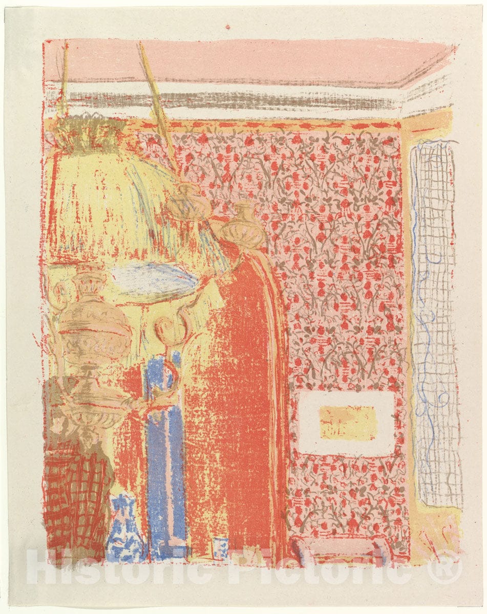 Art Print : Edouard Vuillard, Interior with Pink Wallpaper II (Interieur aux tentures Roses II), c. 1896 (1899) - Vintage Wall Art