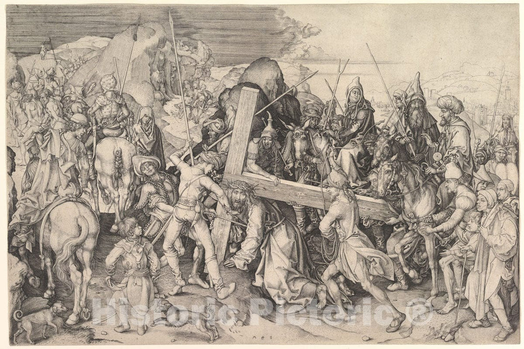 Art Print : Martin Schongauer, Christ Carrying The Cross - Vintage Wall Art