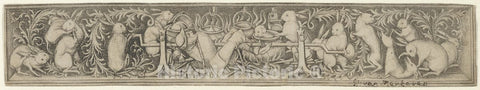Art Print : Israhel Van Meckenem - Hares Roasting The Hunter : Vintage Wall Art