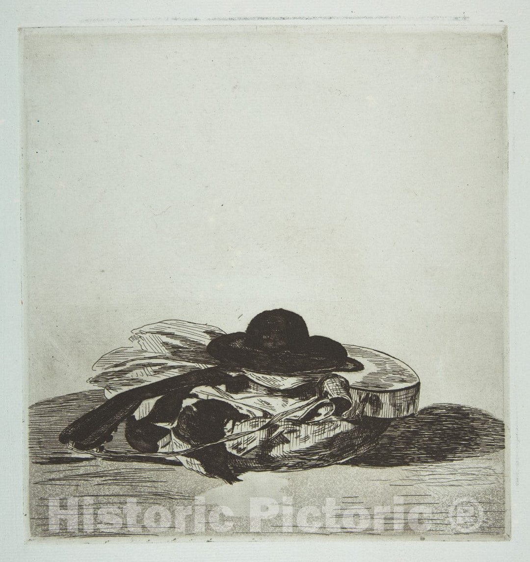 Art Print : Édouard Manet - Hat and Guitar. Cover Design for Eaux-Fortes par Edouard Manet, an Album of Fourteen etchings : Vintage Wall Art