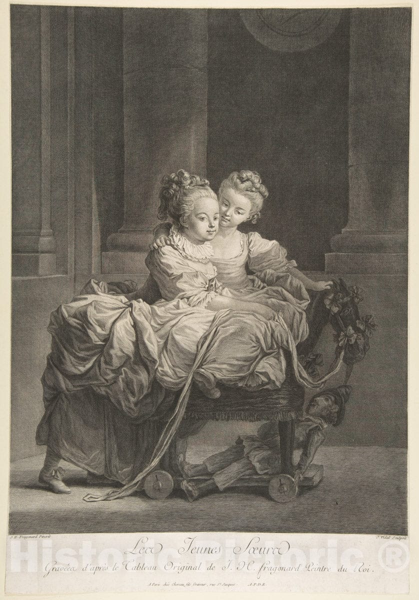 Art Print : Jean Honoré Fragonard - Les Jeunes Soeurs : Vintage Wall Art