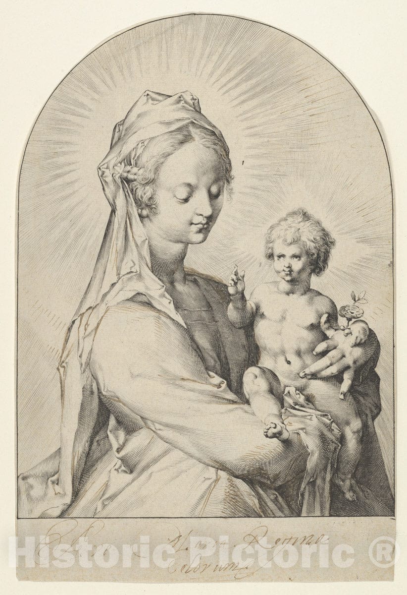 Art Print : Jan Muller - Madonna and Child : Vintage Wall Art