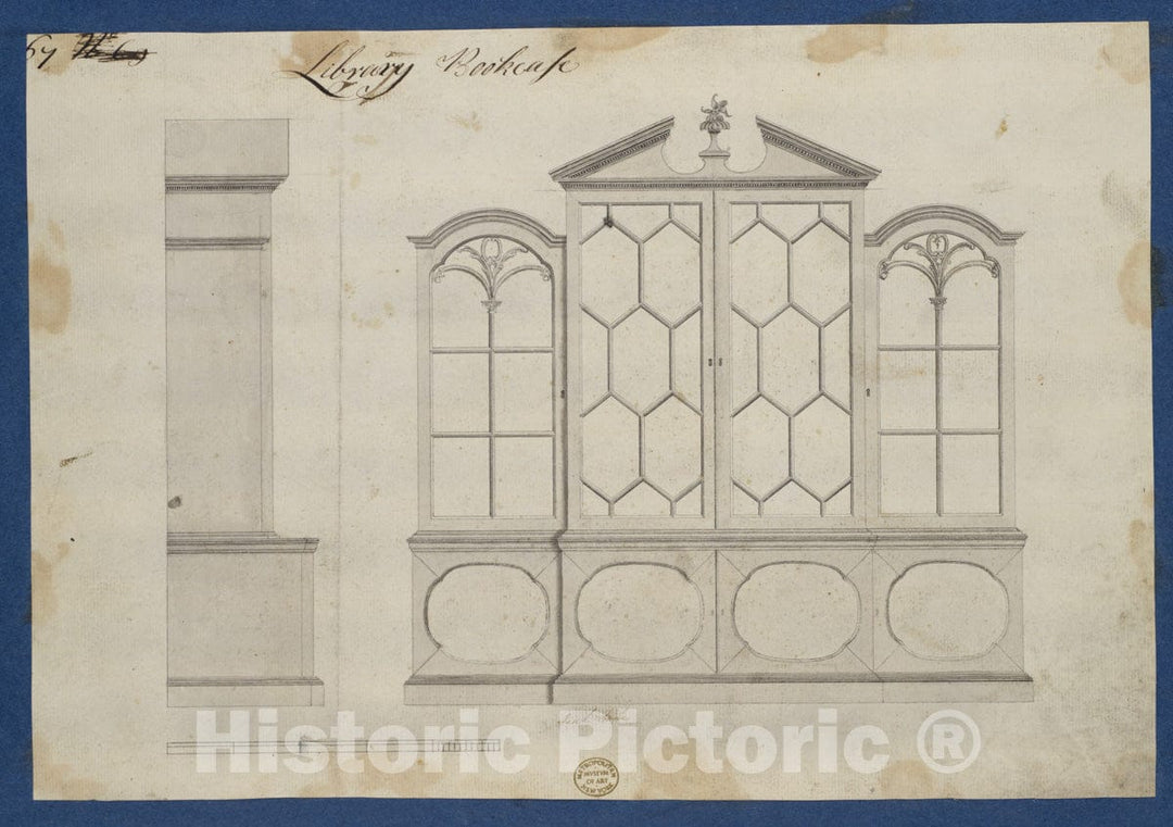 Art Print : Thomas Chippendale - Library Bookcase, from Chippendale Drawings, Vol. II - 435528 : Vintage Wall Art