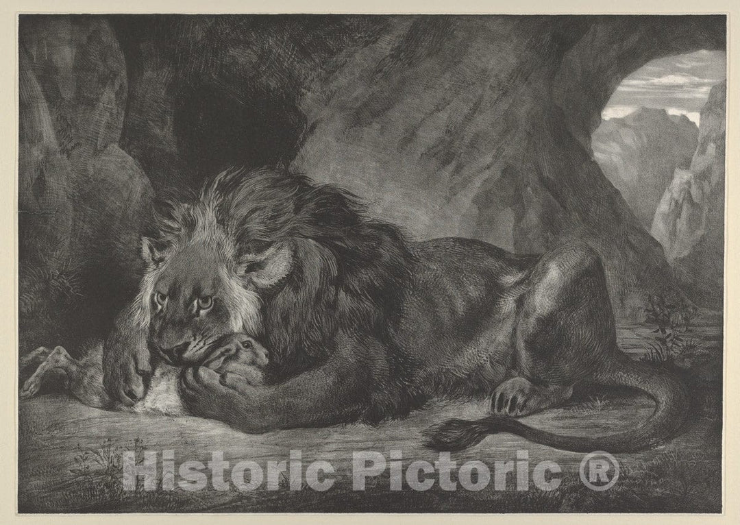 Art Print : Eugène Delacroix - Lion of The Atlas Mountains 2 : Vintage Wall Art