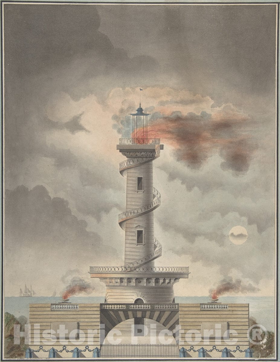 Art Print : Debenne - Design for a Lighthouse (Margate?) : Vintage Wall Art