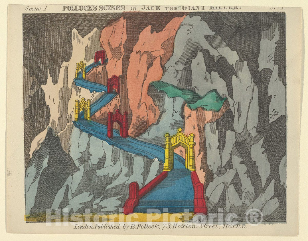 Art Print : Benjamin Pollock - Scene 1, from Jack and The Giant Killer, Scenes for a Toy Theater : Vintage Wall Art