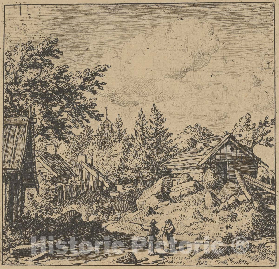 Art Print : Allart Van Everdingen, Hamlet on Mountainous Ground, c.1651 - Vintage Wall Art