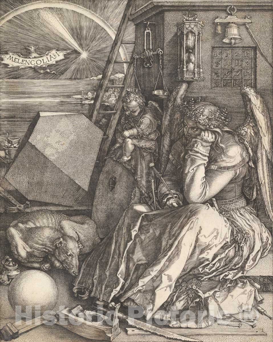 Art Print : Albrecht Dürer - Melencolia I : Vintage Wall Art