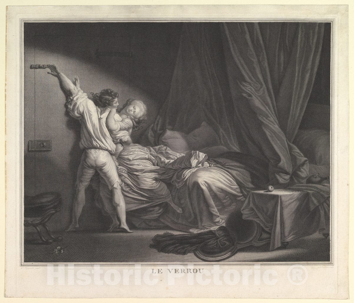 Art Print : Jean Honoré Fragonard - Le Verrou : Vintage Wall Art