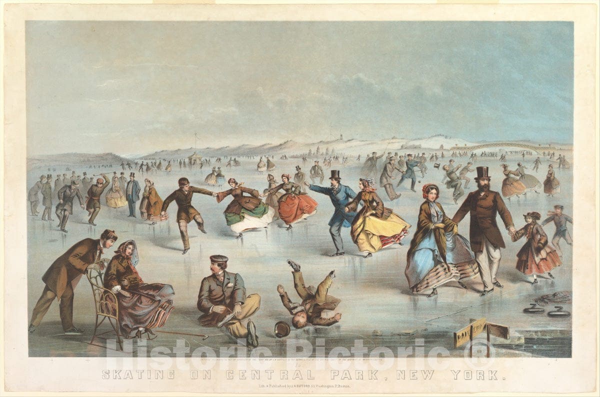 Art Print : Winslow Homer - Skating in Central Park, New York : Vintage Wall Art