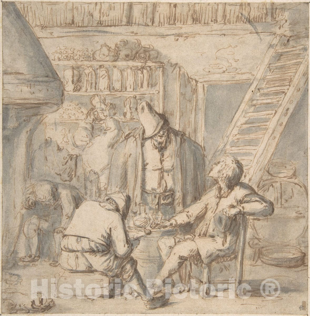 Art Print : Adriaen Van Ostade - Drinkers in a Tavern : Vintage Wall Art