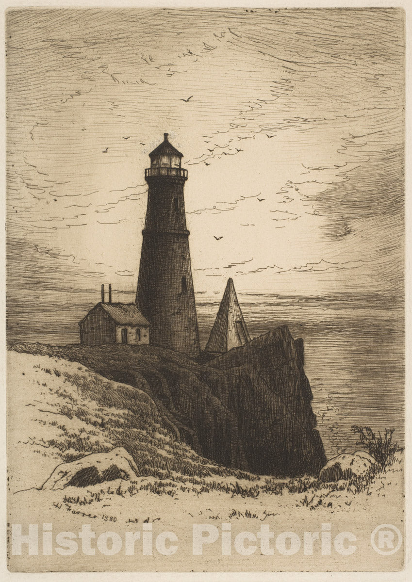 Art Print : Henry Farrer - Lighthouse : Vintage Wall Art