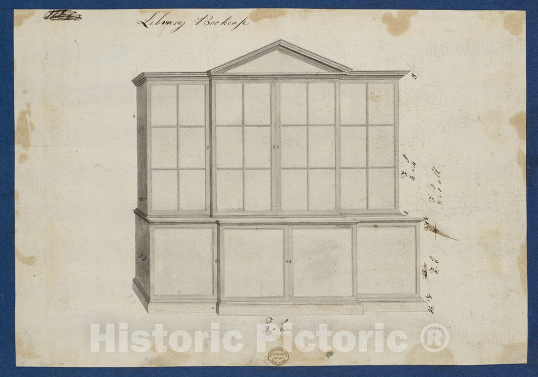 Art Print : Thomas Chippendale - Library Bookcase, from Chippendale Drawings, Vol. II - 437516 : Vintage Wall Art