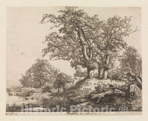 Art Print : Jacob Van Ruisdael, The Three Oaks - Vintage Wall Art