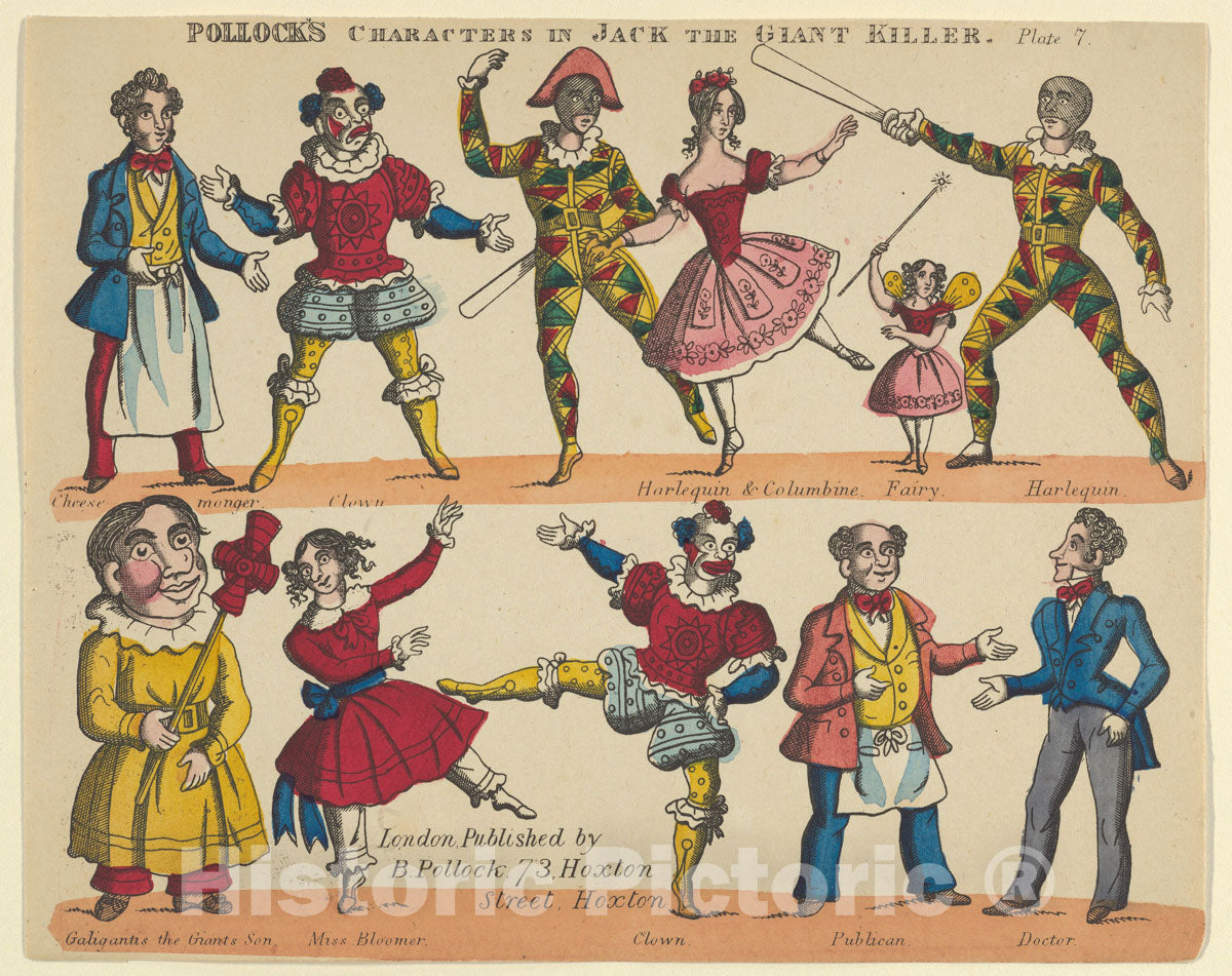 Art Print : Benjamin Pollock - Characters, from Jack and The Giant Killer, Plate 7 for a Toy Theater : Vintage Wall Art