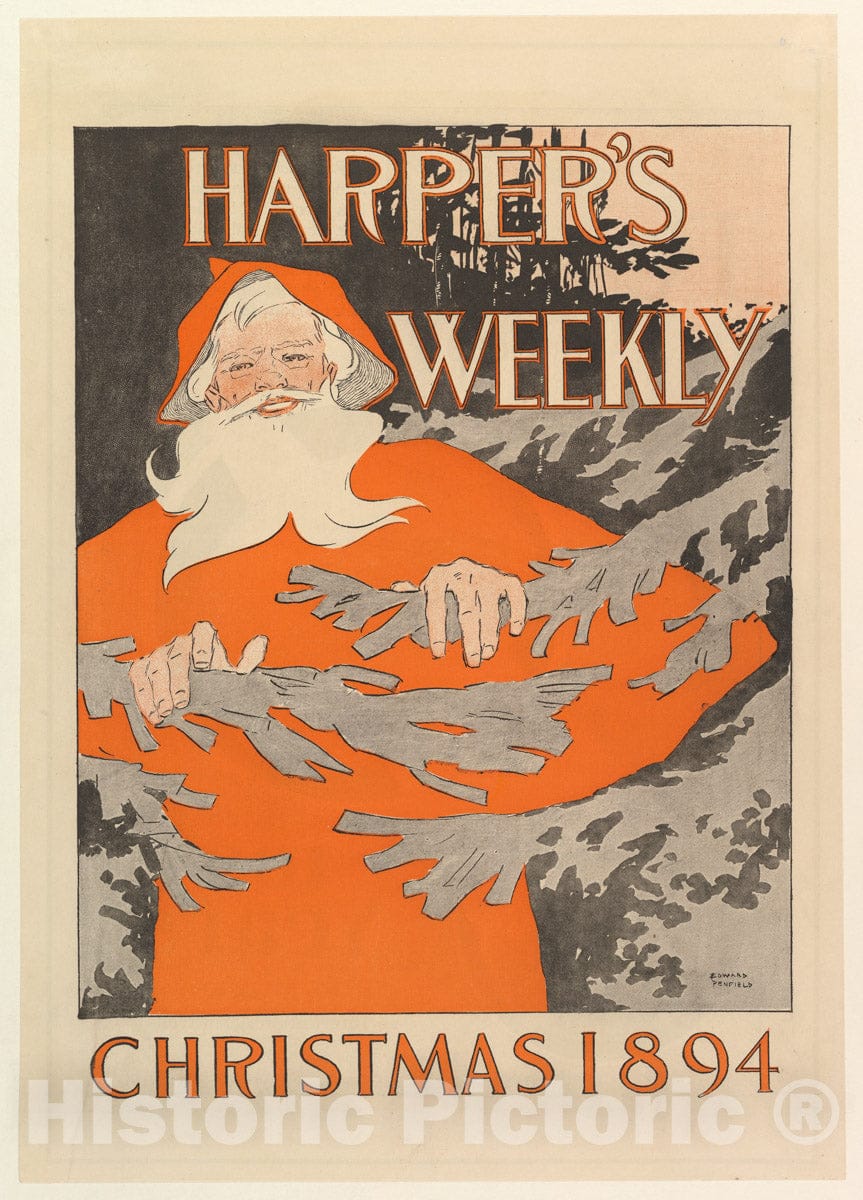 Art Print : Edward Penfield - Harper's Weekly: Christmas : Vintage Wall Art