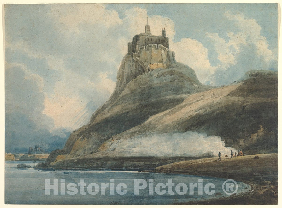 Art Print : Thomas Girtin - Lindisfarne Castle, Holy Island, Northumberland : Vintage Wall Art