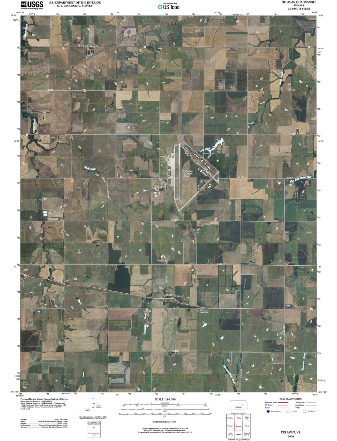 2009 Delavan, KS - Kansas - USGS Topographic Map