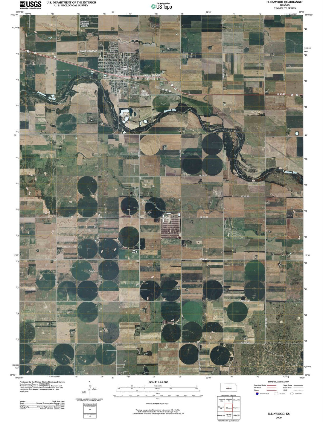 2009 Ellinwood, KS - Kansas - USGS Topographic Map