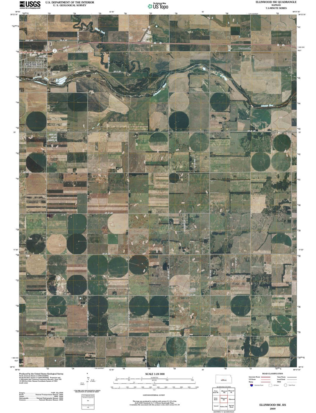 2009 Ellinwood, KS - Kansas - USGS Topographic Map