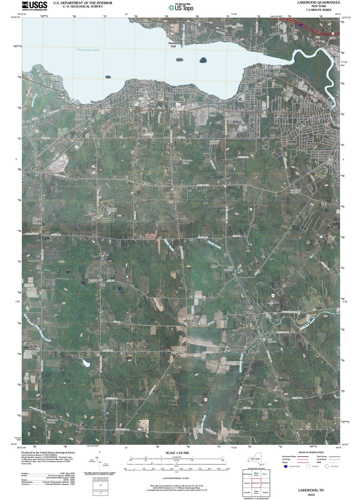 2010 Lakewood, NY - New York - USGS Topographic Map