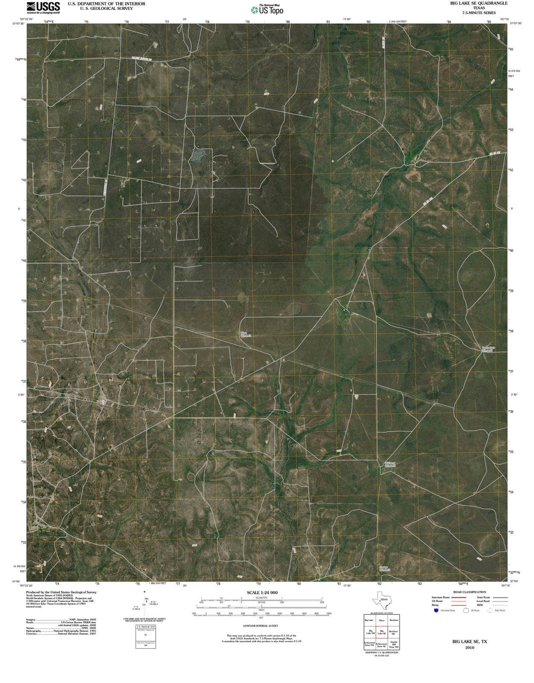 2010 Big Lake, TX - Texas - USGS Topographic Map