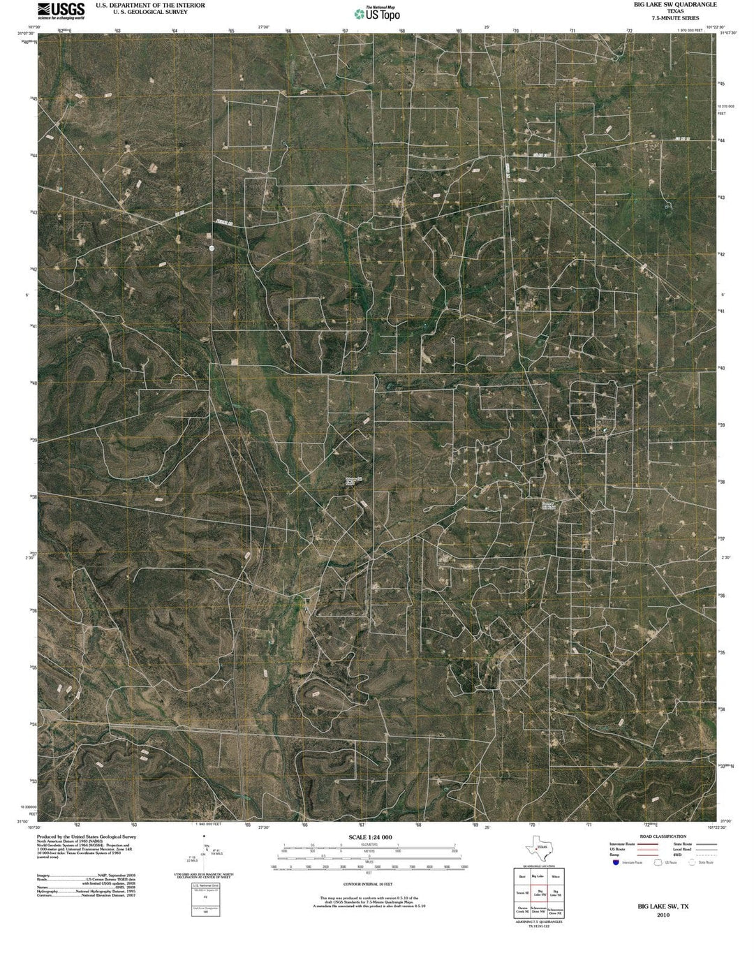 2010 Big Lake, TX - Texas - USGS Topographic Map