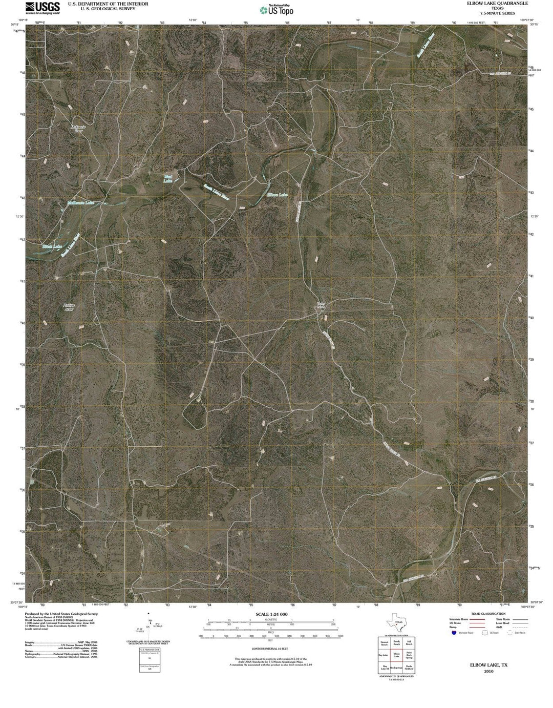 2010 Elbow Lake, TX - Texas - USGS Topographic Map