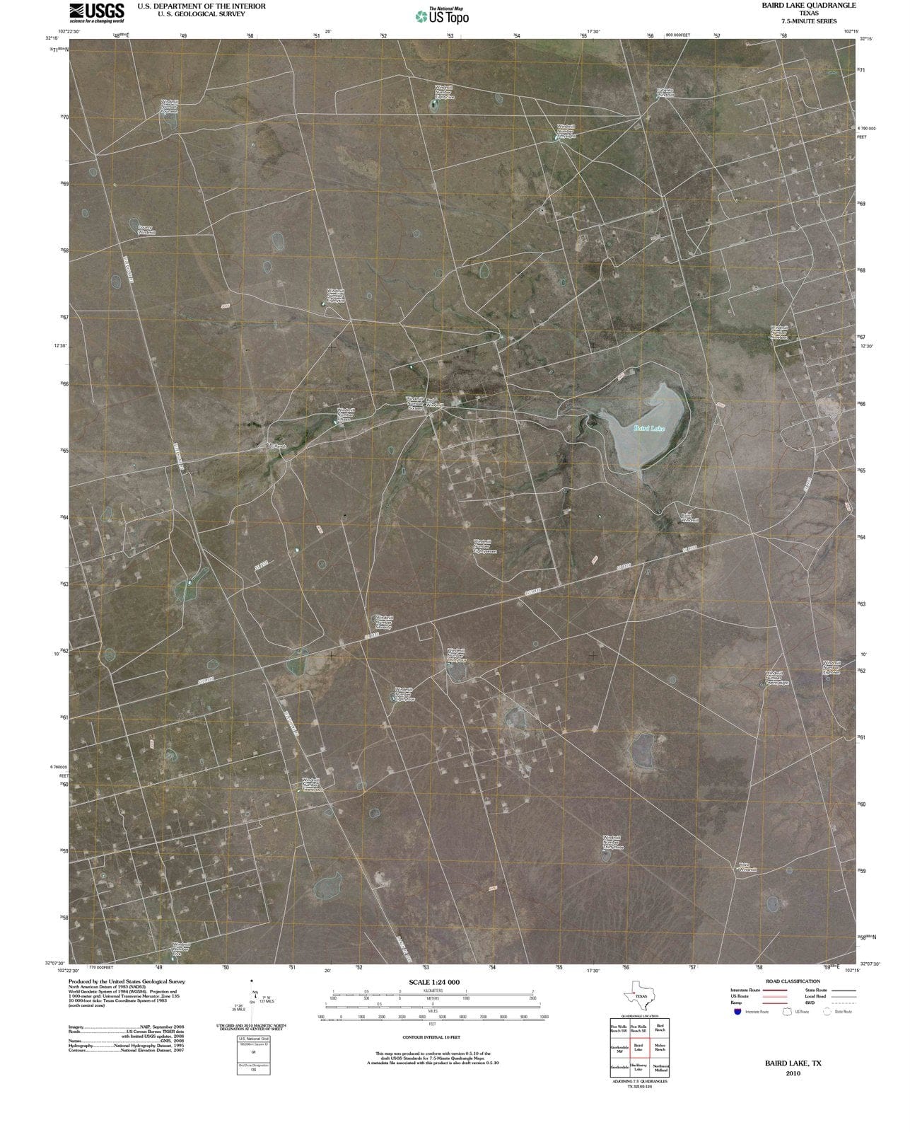 2010 Baird Lake, TX - Texas - USGS Topographic Map